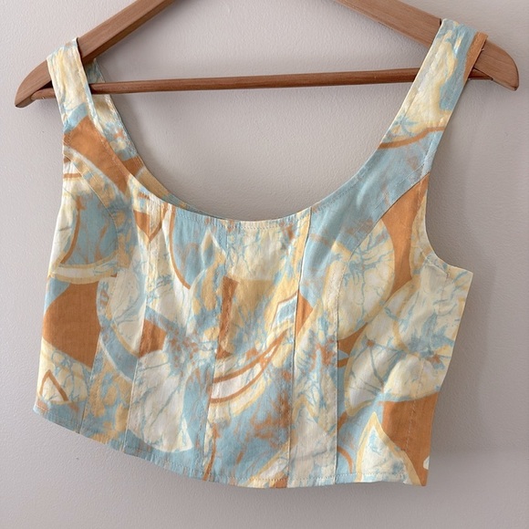 A.L.C. Isabel Sea Glass Crop Top Corset Linen Blend Sleeveless Side Zipper Sz 6 - Picture 12 of 15